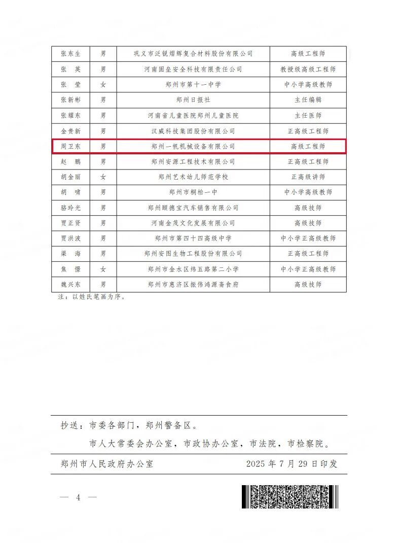 匠心筑夢三十載 創(chuàng)新領航譜新篇——山美集團技術負責人周衛(wèi)東榮獲鄭州市政府特殊津貼